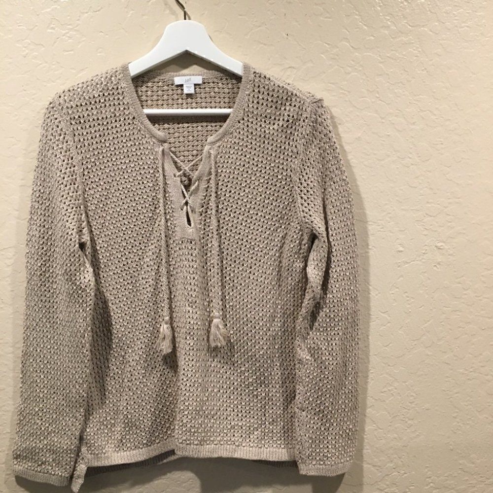 J Jill pullover long sleeve top sweater crochet S